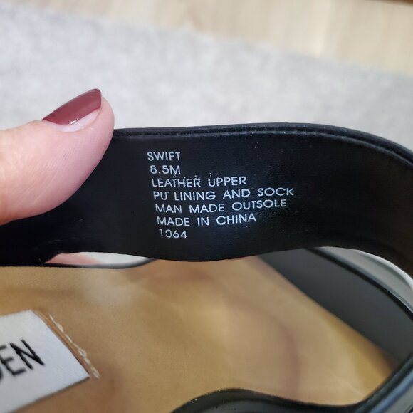 STEVE MADDEN Women's 8.5 Swift Block Heeled Sandals Shoes Leather Double Strap - Picture 10 of 11
